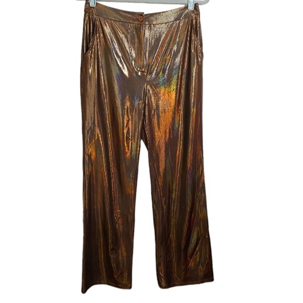 Sincerely Jules Pants High Rise Wide Leg Lame’ Copper Iridescent Women’s Large